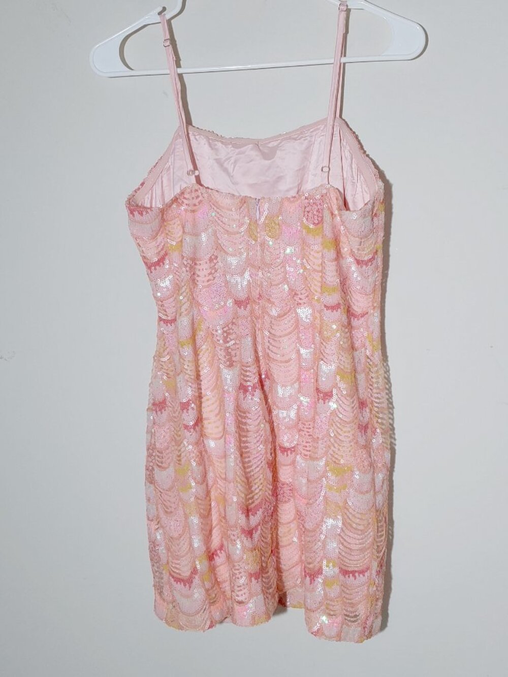 12th Tribe Emmy Pink & Gold Sequin Mini Mermaid Dress Size L - Picture 7 of 7